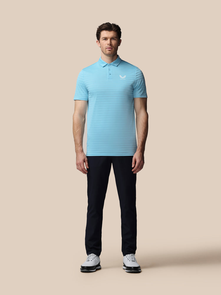 Herren Golf Piqué-Streifen Kurzarm Polo - Himmelblau