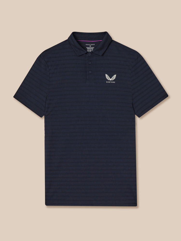 Herren Golf Piqué-Streifen Kurzarm Polo - Marineblau