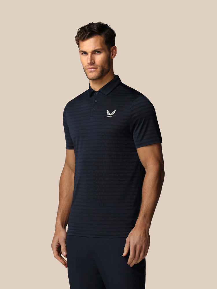 Herren Golf Piqué-Streifen Kurzarm Polo - Marineblau