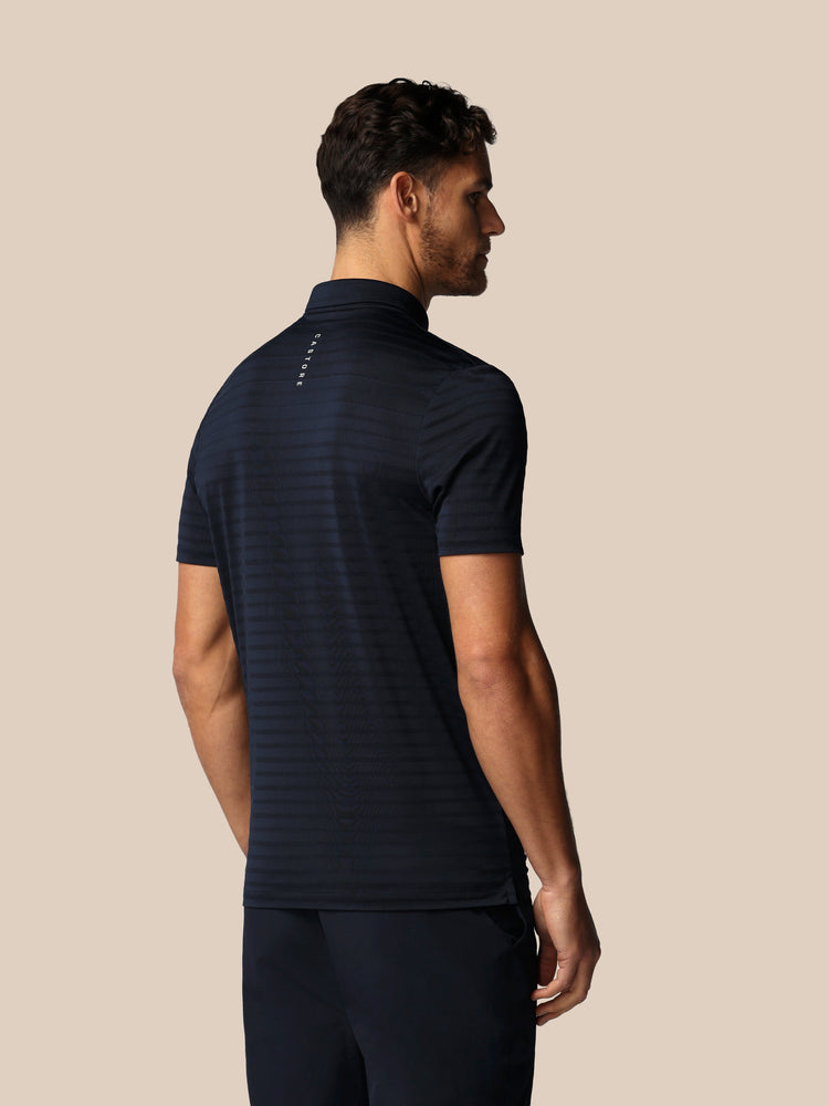 Herren Golf Piqué-Streifen Kurzarm Polo - Marineblau