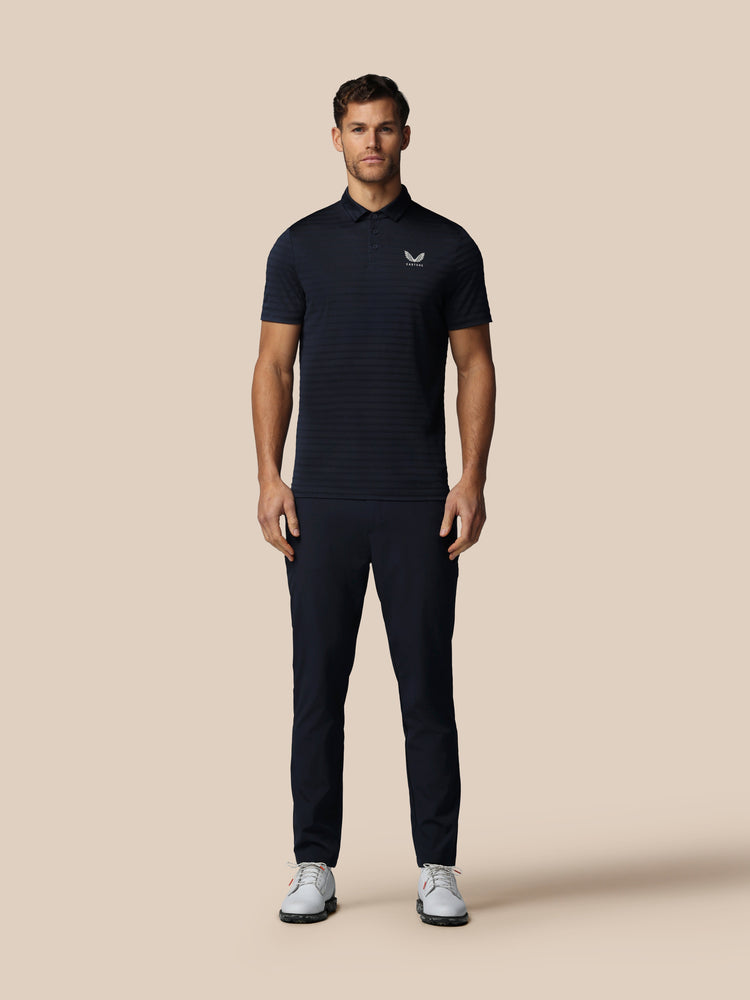 Herren Golf Piqué-Streifen Kurzarm Polo - Marineblau