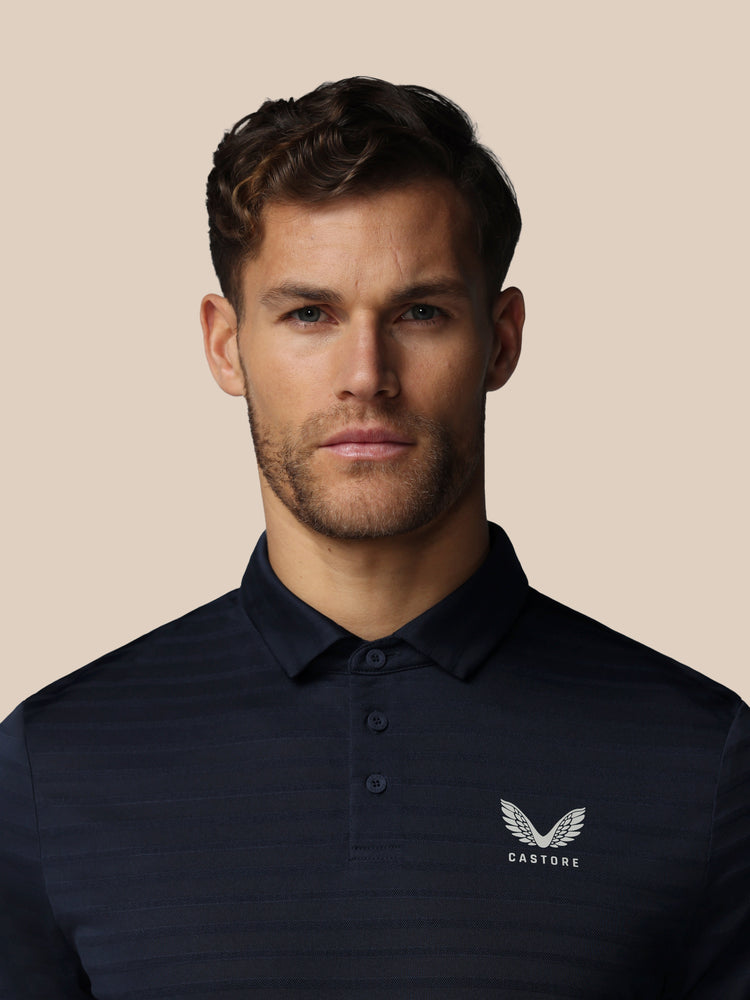 Herren Golf Piqué-Streifen Kurzarm Polo - Marineblau