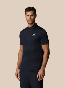 Herren Golf Piqué-Streifen Kurzarm Polo - Marineblau