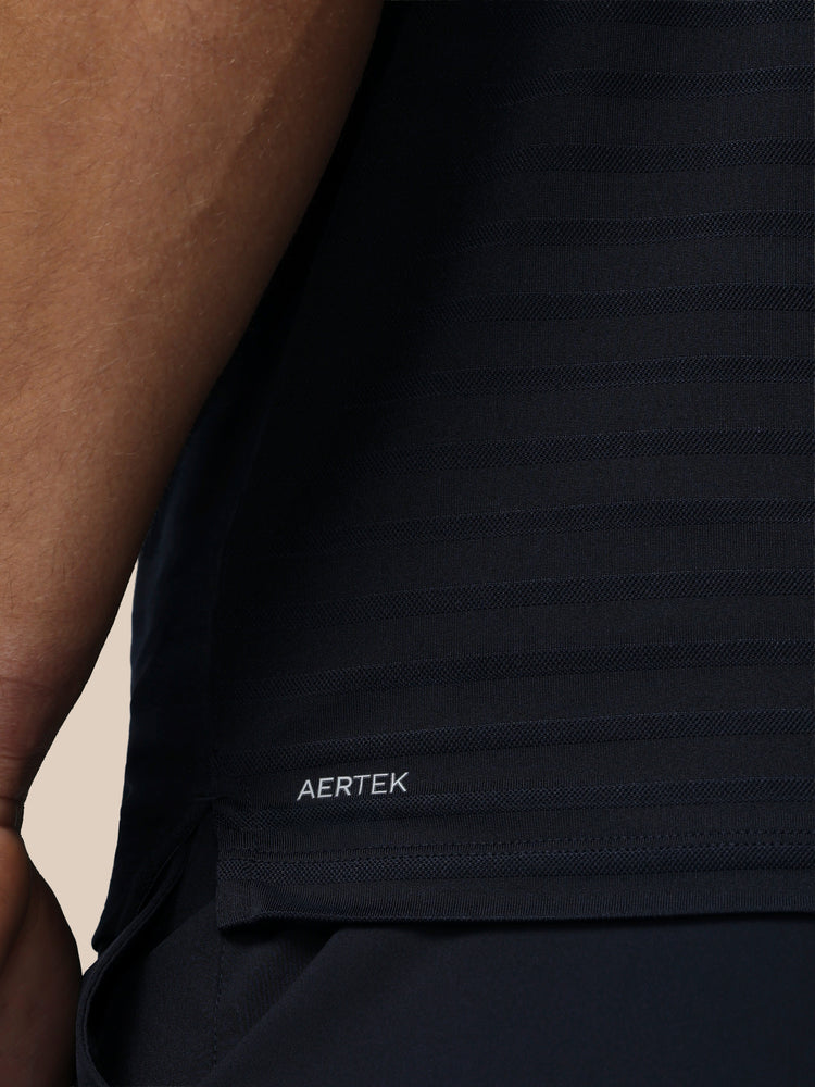 Herren Golf Piqué-Streifen Kurzarm Polo - Marineblau