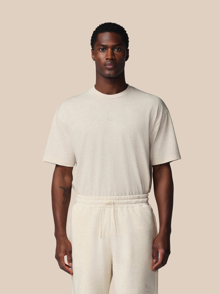 Herren Adapt Cotton Kurzarm Locker Sitzendes T-Shirt - Oatmeal Marl