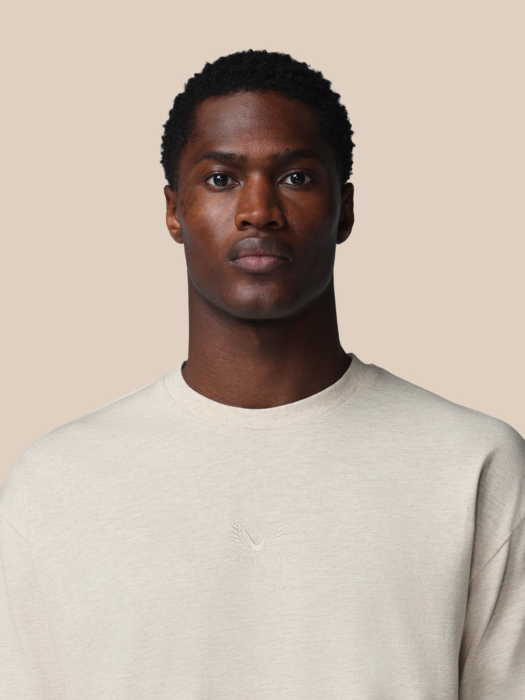 Herren Adapt Cotton Kurzarm Locker Sitzendes T-Shirt - Oatmeal Marl
