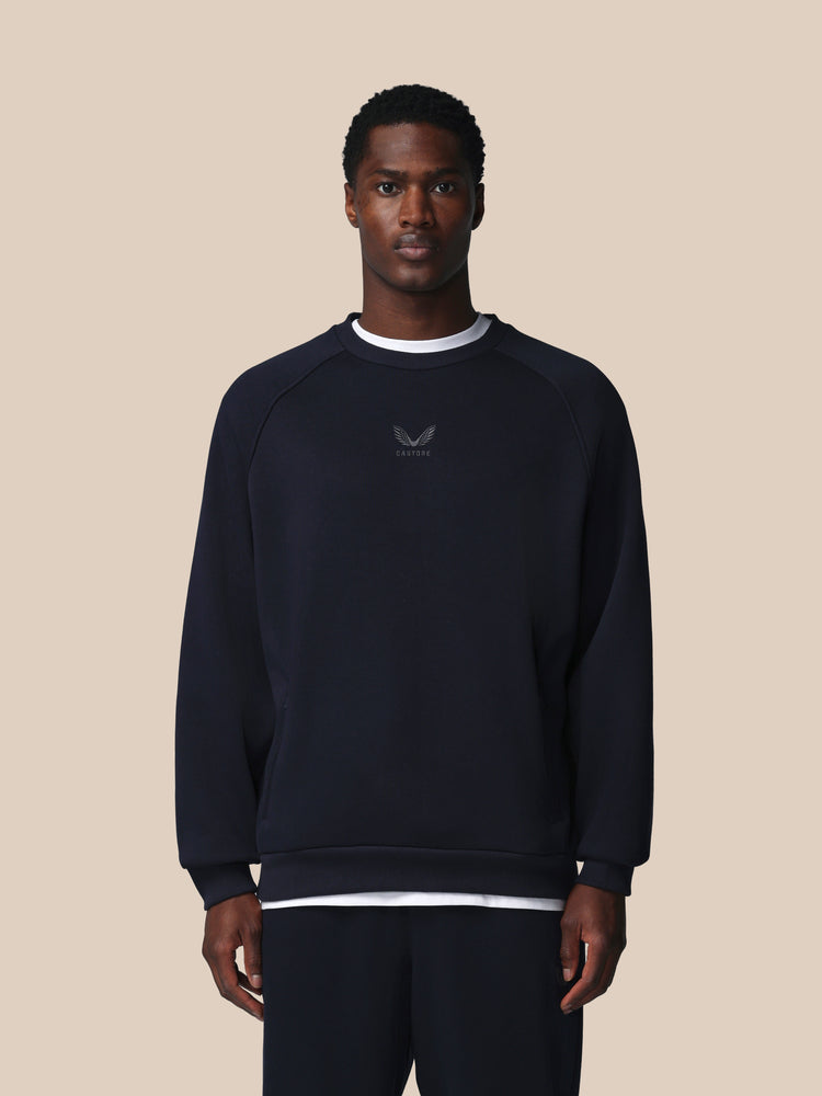 Herren Adapt Cotton Fleece Langärmliges Sweatshirt - Marineblau