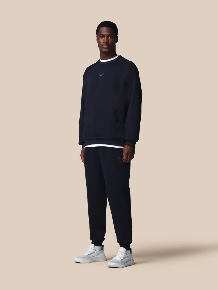 Herren Adapt Cotton Fleece Langärmliges Sweatshirt - Marineblau