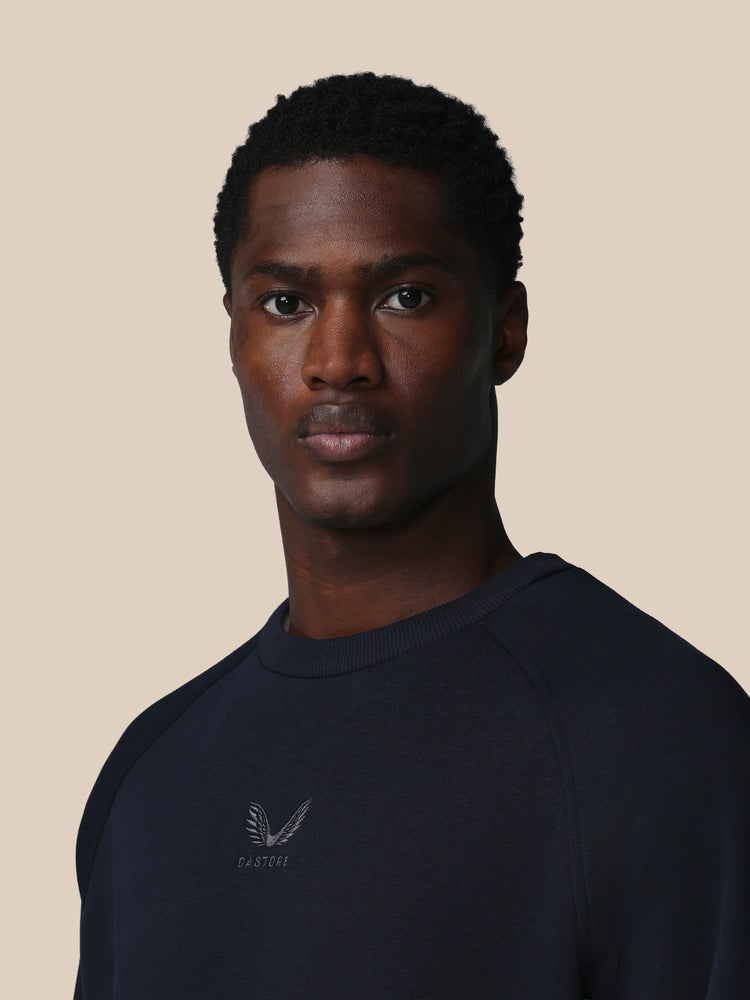 Herren Adapt Cotton Fleece Langärmliges Sweatshirt - Marineblau