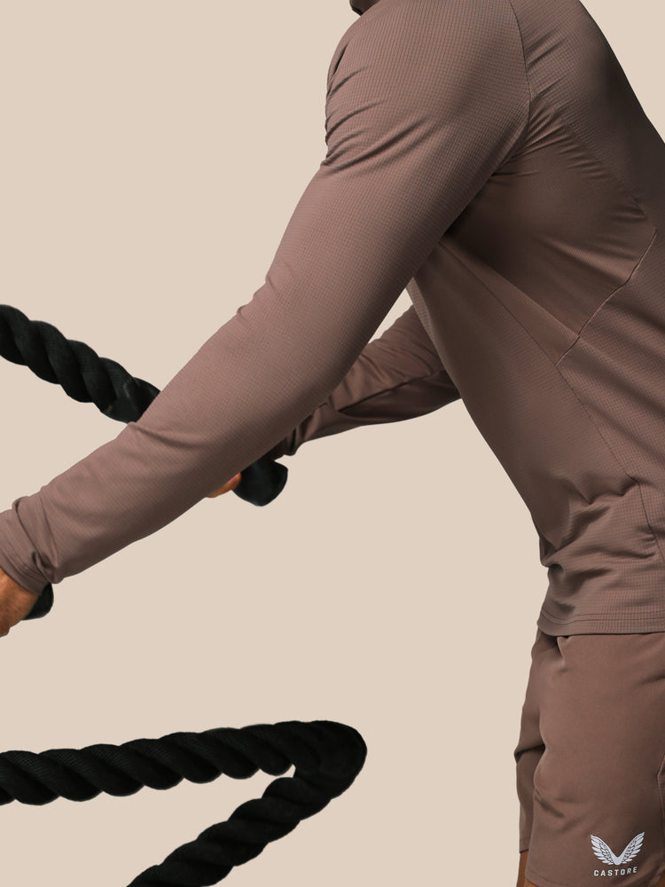 Herren Apex Training Viertelreißverschluss Oberteil - Deep Taupe