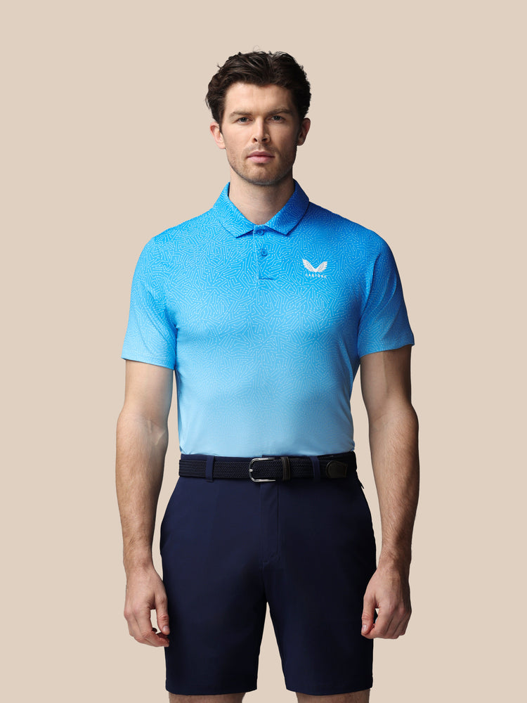 Herren Golf Map Bedrucktes Kurzarm Polo - Blau