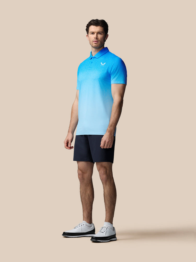 Herren Golf Map Bedrucktes Kurzarm Polo - Blau