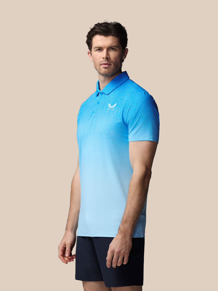Herren Golf Map Bedrucktes Kurzarm Polo - Blau