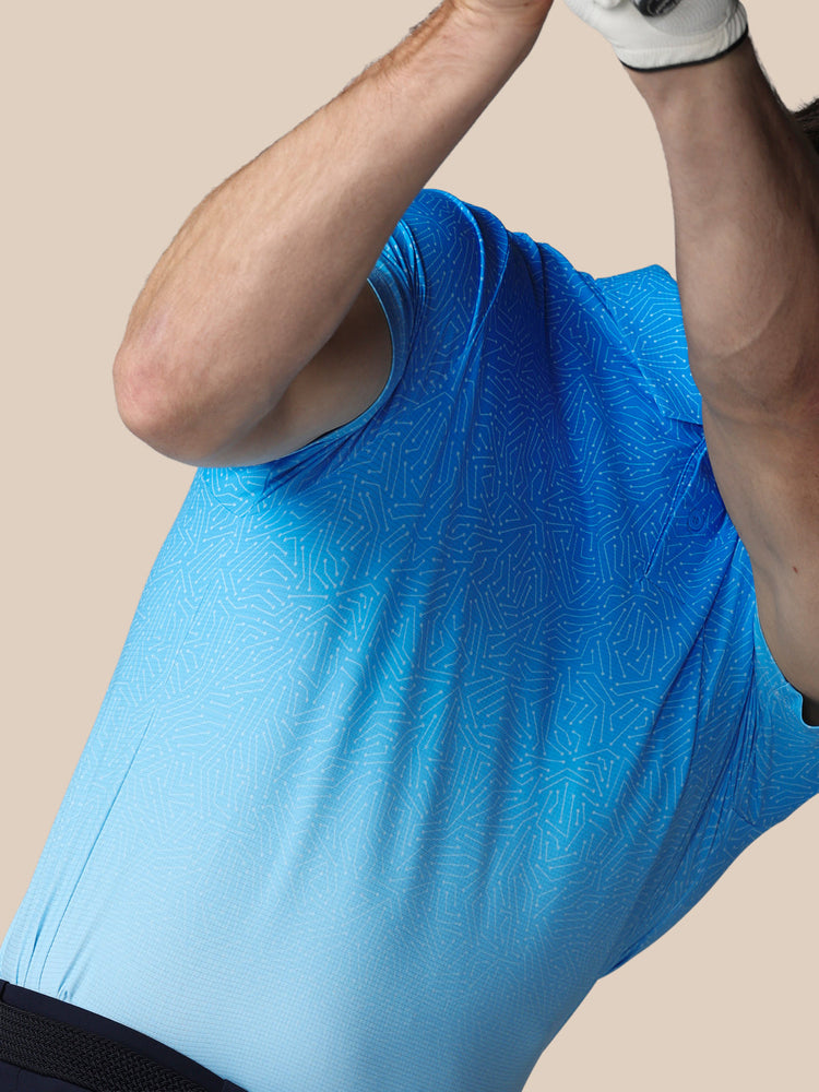 Herren Golf Map Bedrucktes Kurzarm Polo - Blau