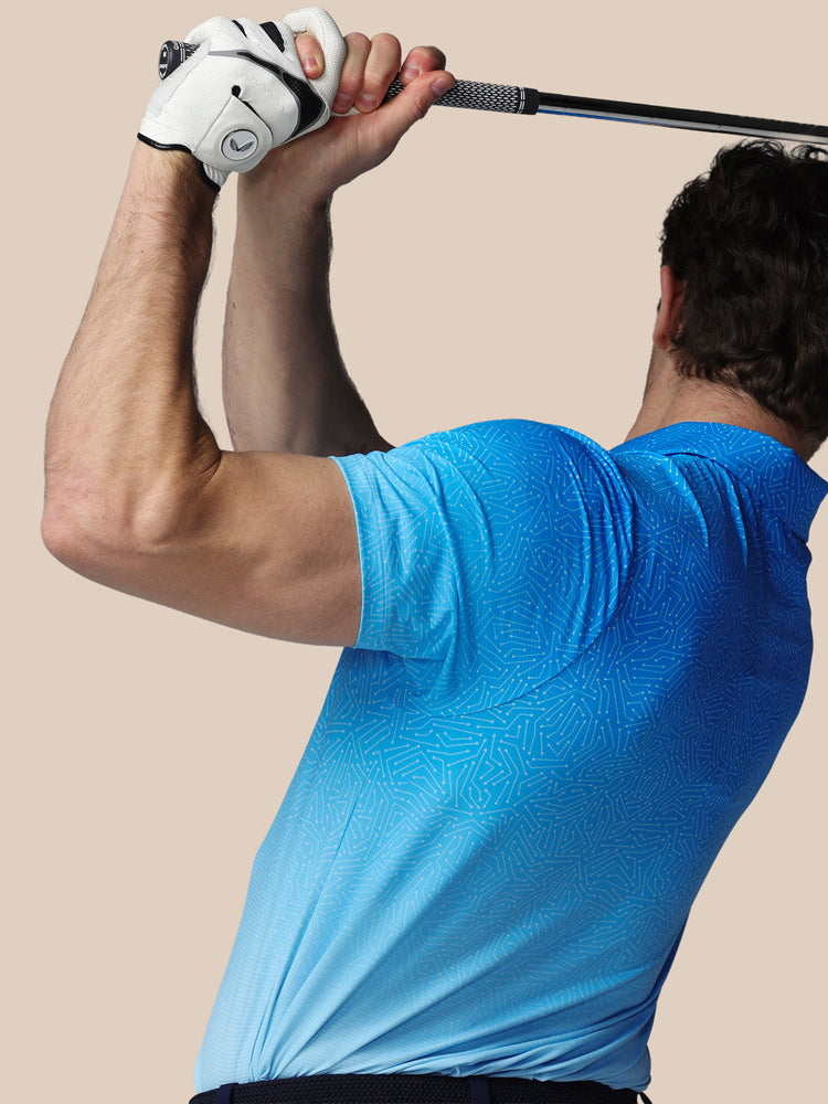 Herren Golf Map Bedrucktes Kurzarm Polo - Blau