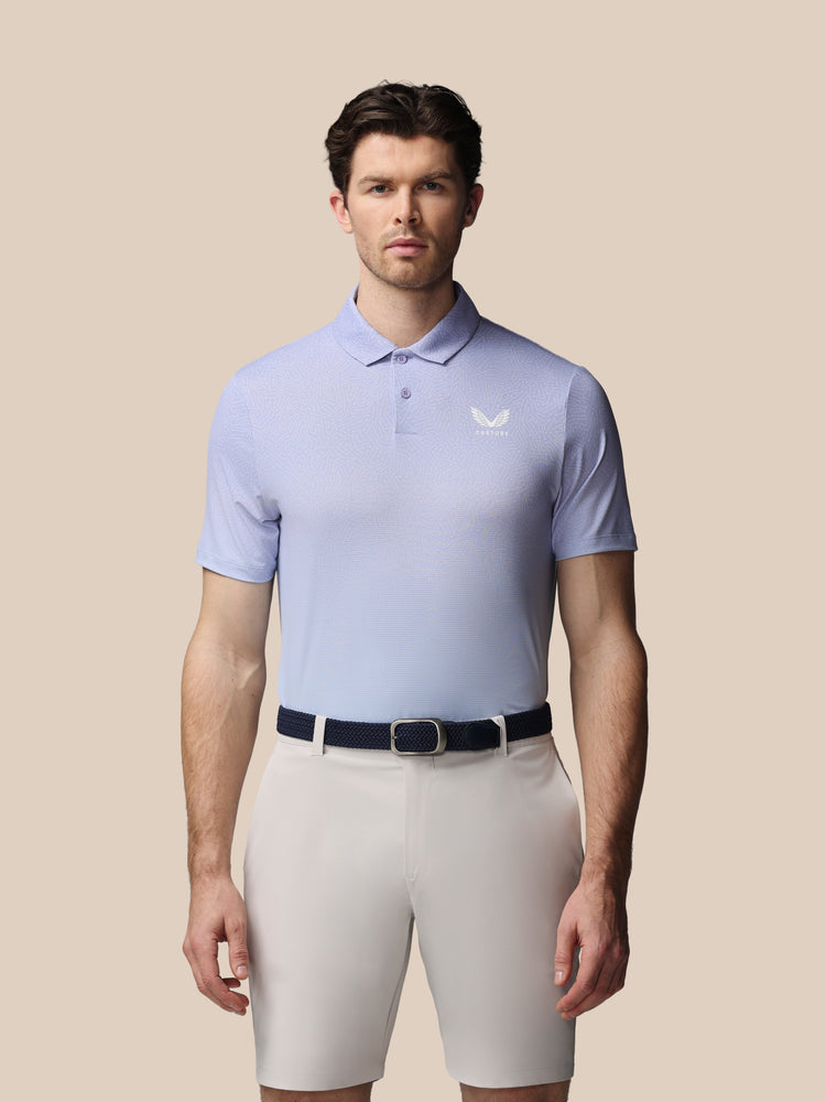 Herren Golf Map Bedrucktes Kurzarm Polo - Lavendel