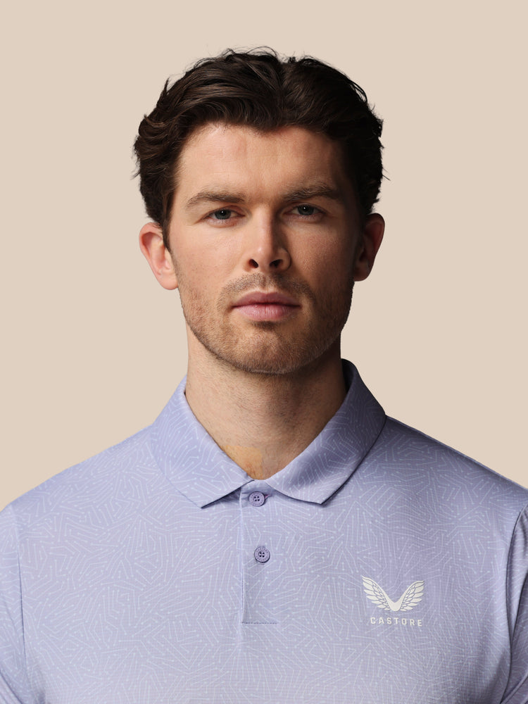 Herren Golf Map Bedrucktes Kurzarm Polo - Lavendel