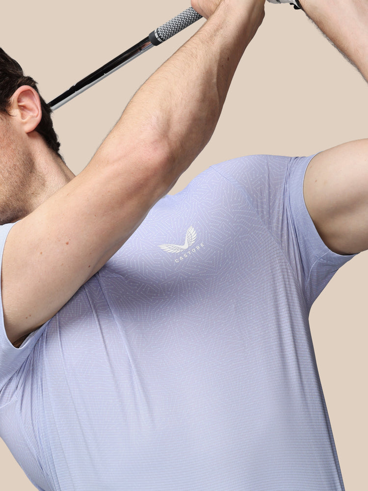 Herren Golf Map Bedrucktes Kurzarm Polo - Lavendel