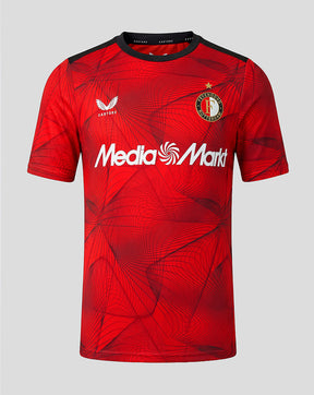 Junior Feyenoord home Matchday 2026-27 shirt red with abstract pattern and MediaMarkt sponsor