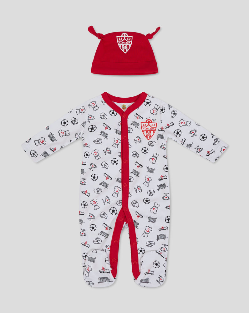 ALMERIA BABY GESCHENKSET (STRAMPLER & MÜTZE) – WEISS