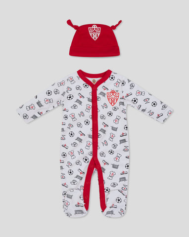 ALMERIA BABY GESCHENKSET (STRAMPLER & MÜTZE) – WEISS
