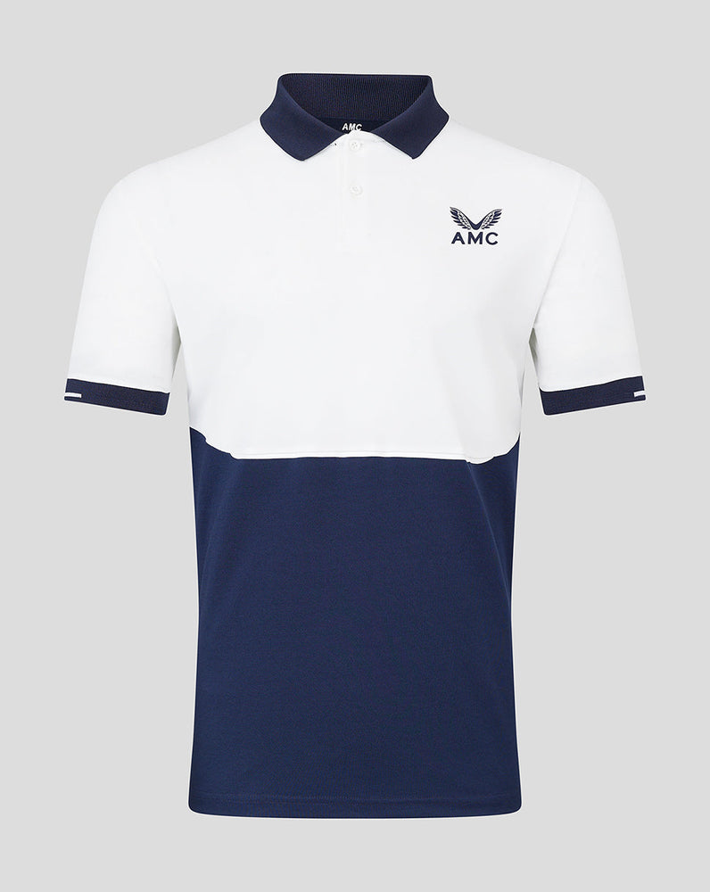 AMC Technisches Herren-Poloshirt – Weiß/Marineblau