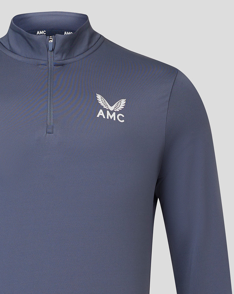 AMC Langarm-Core-Oberteil mit Viertelreißverschluss für Herren – Tonblau