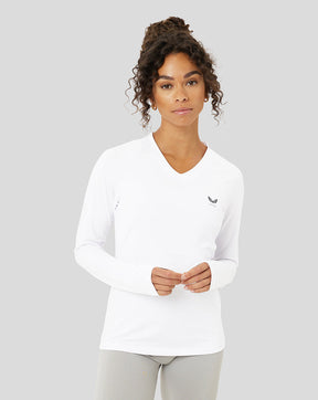 Weißes Active Langarm-T-Shirt für Damen