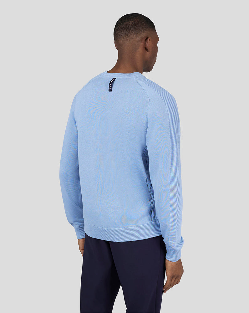 Gestricktes Golf-Sweatshirt mit Rundhalsausschnitt – Himmelblau