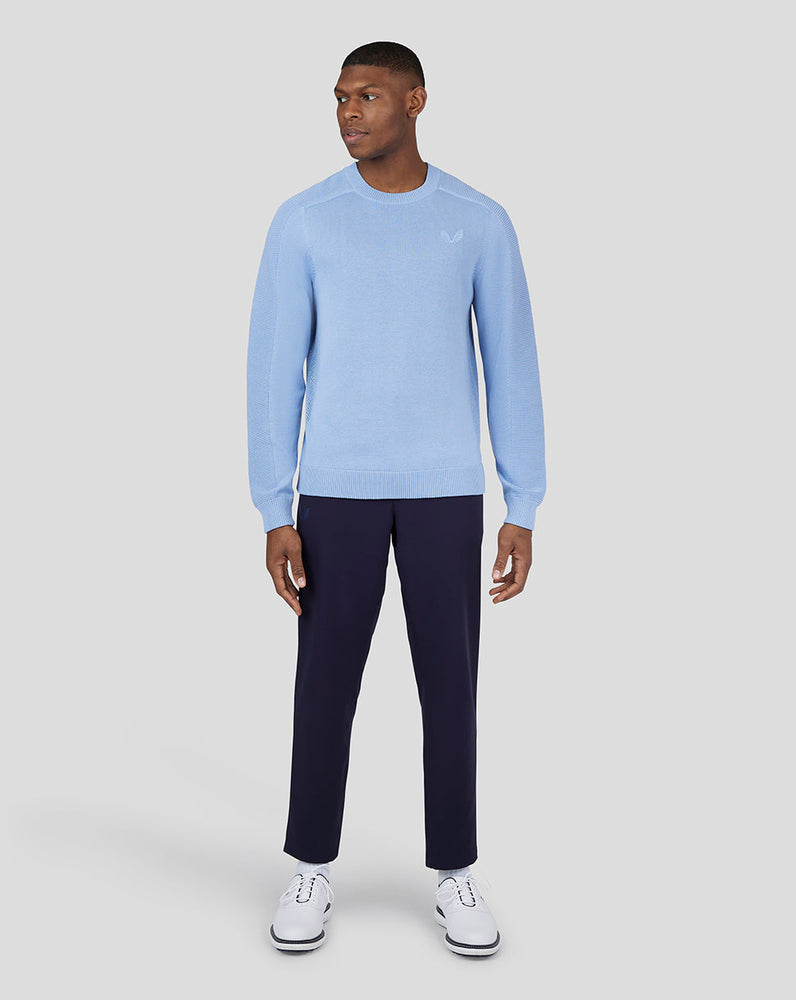Gestricktes Golf-Sweatshirt mit Rundhalsausschnitt – Himmelblau
