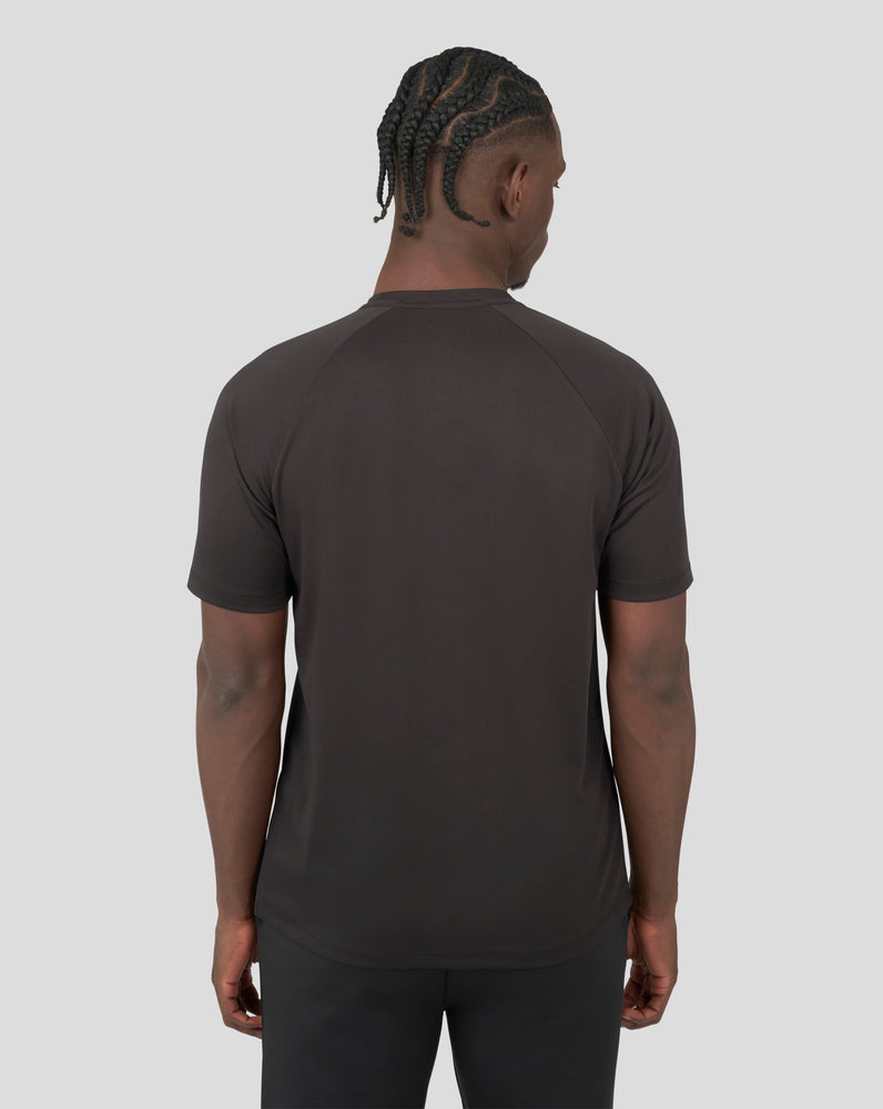 Schwarzes Raglan-T-Shirt mit kurzen Ärmeln