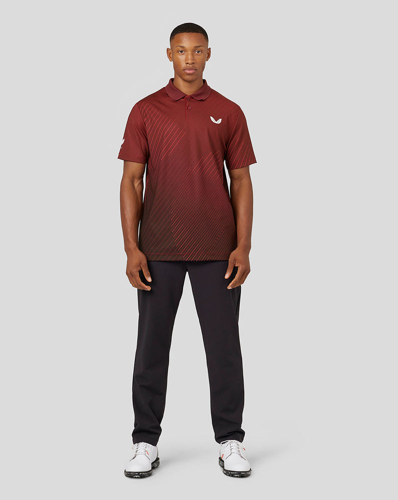 Herren-Golf-Poloshirt mit Geo-Print und kurzen Ärmeln – Cabernet