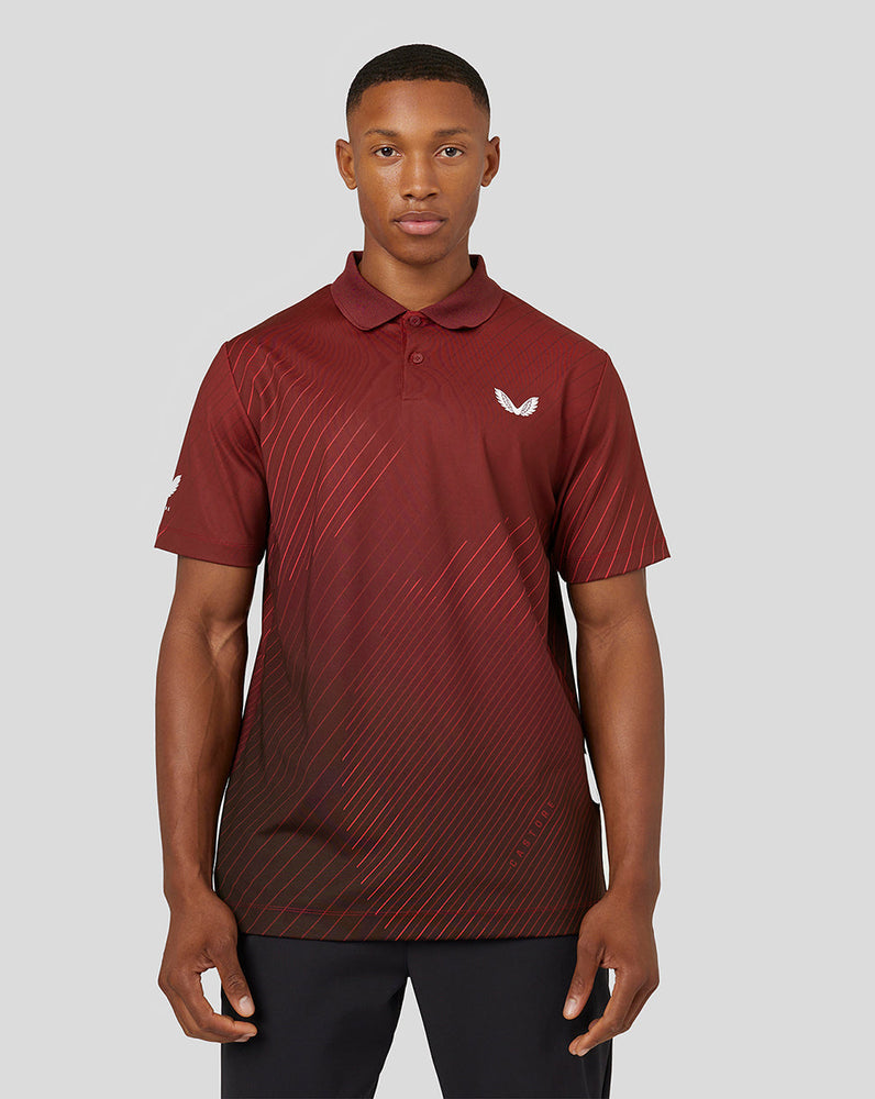Herren-Golf-Poloshirt mit Geo-Print und kurzen Ärmeln – Cabernet