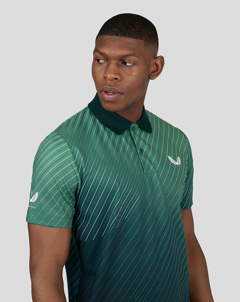 Poloshirt mit Golf-Geo-Print – Jägergrün