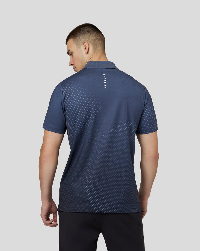 Kurzärmliges Golf-Poloshirt mit Geo-Print für Herren – Oceana Blue
