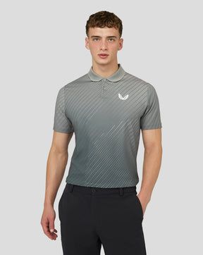 Kurzärmliges Golf-Poloshirt mit Geo-Print für Herren – Grau