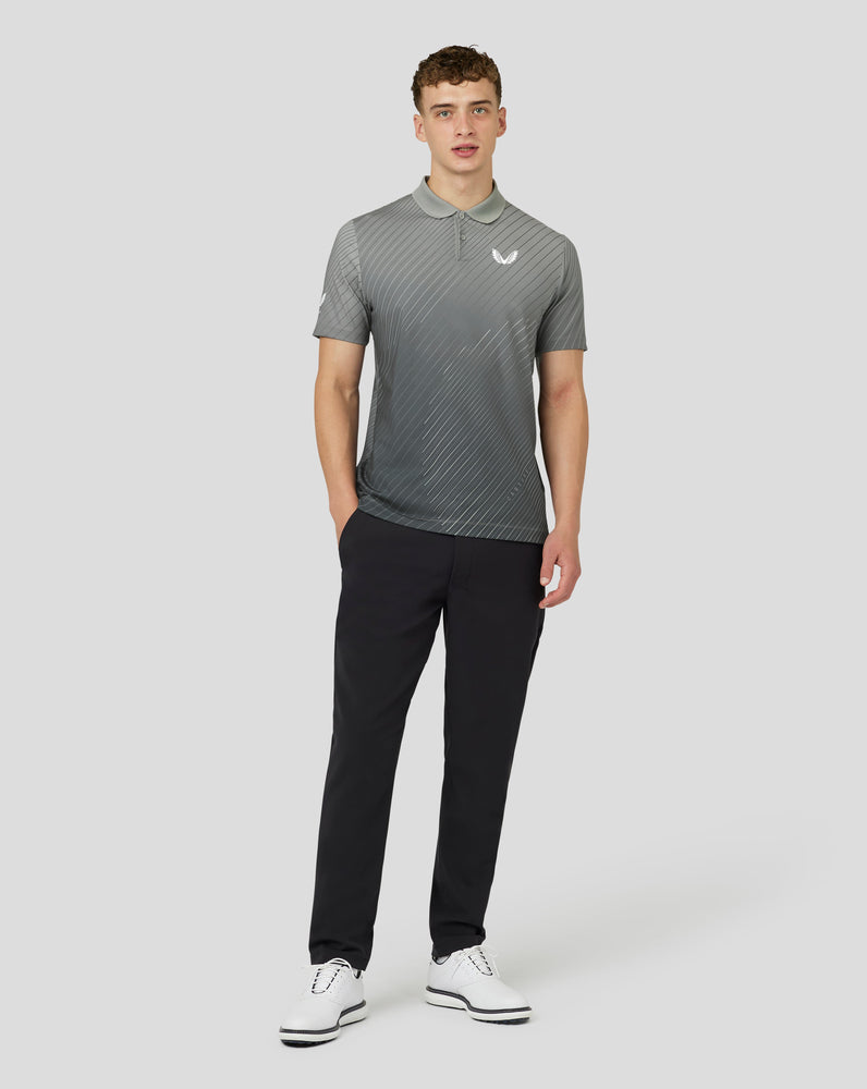 Kurzärmliges Golf-Poloshirt mit Geo-Print für Herren – Grau