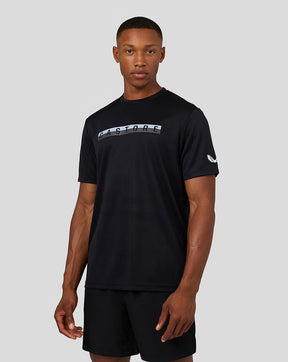 Kurzarm-Raglan-T-Shirt für Herren mit Grafik – Schwarz