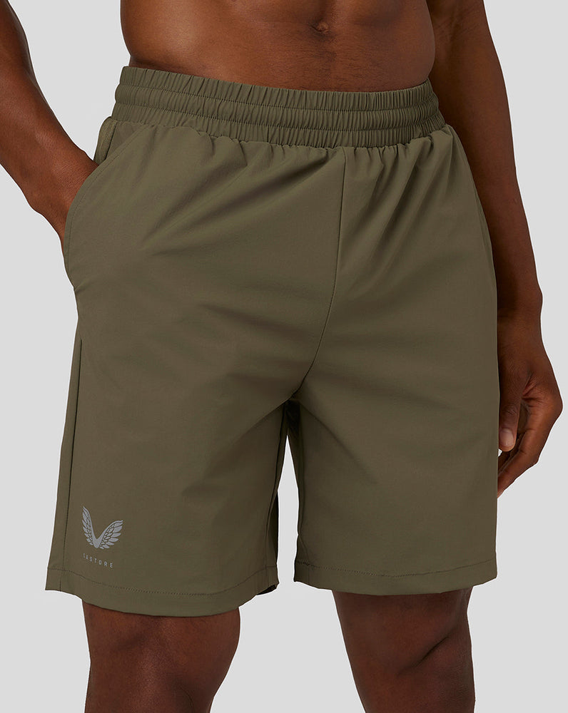 Atmungsaktive, gewebte Flow-Shorts für Herren – Olivgrün