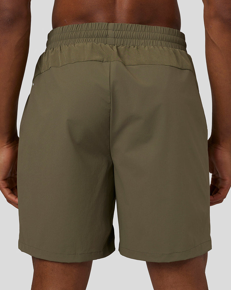 Atmungsaktive, gewebte Flow-Shorts für Herren – Olivgrün