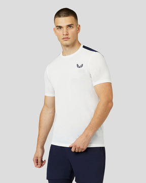Kurzarm-Active-Mesh-T-Shirt von Apex für Herren – Weiß/Marineblau