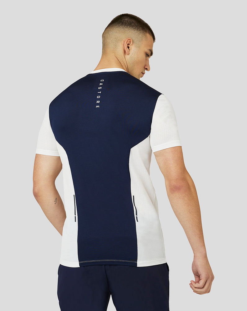 Kurzarm-Active-Mesh-T-Shirt von Apex für Herren – Weiß/Marineblau