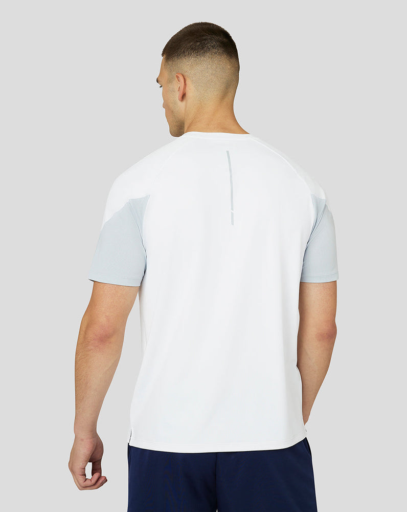 Herren Kurzarm-Mesh-Mix-T-Shirt – Weiß