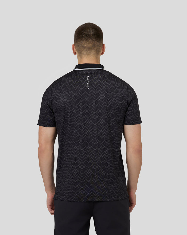 Bedrucktes Golf-Poloshirt mit kurzen Ärmeln für Herren – Schwarz
