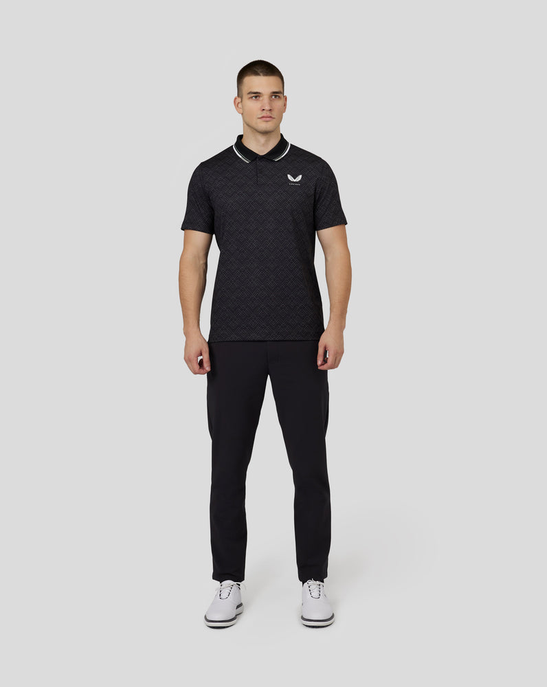 Bedrucktes Golf-Poloshirt mit kurzen Ärmeln für Herren – Schwarz
