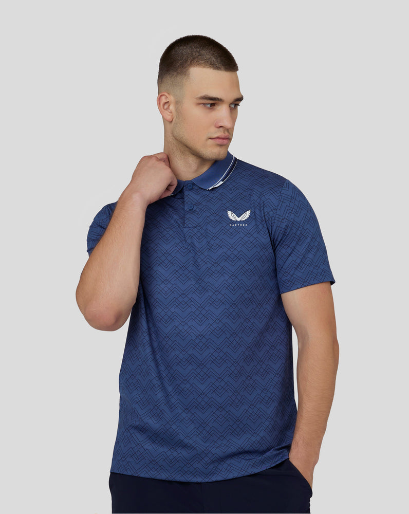 Bedrucktes Golf-Poloshirt mit kurzen Ärmeln für Herren – Oceana Blue