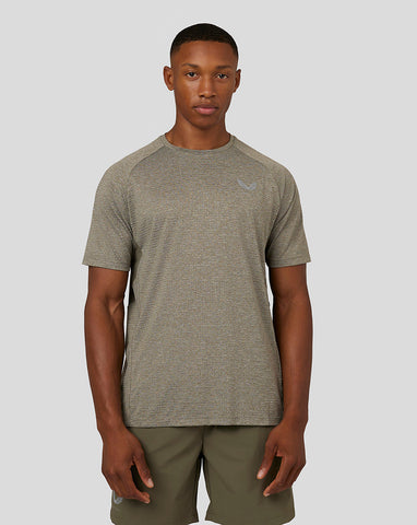 Herren Flow Kurzarm-Panel-T-Shirt – Oliv/Khaki