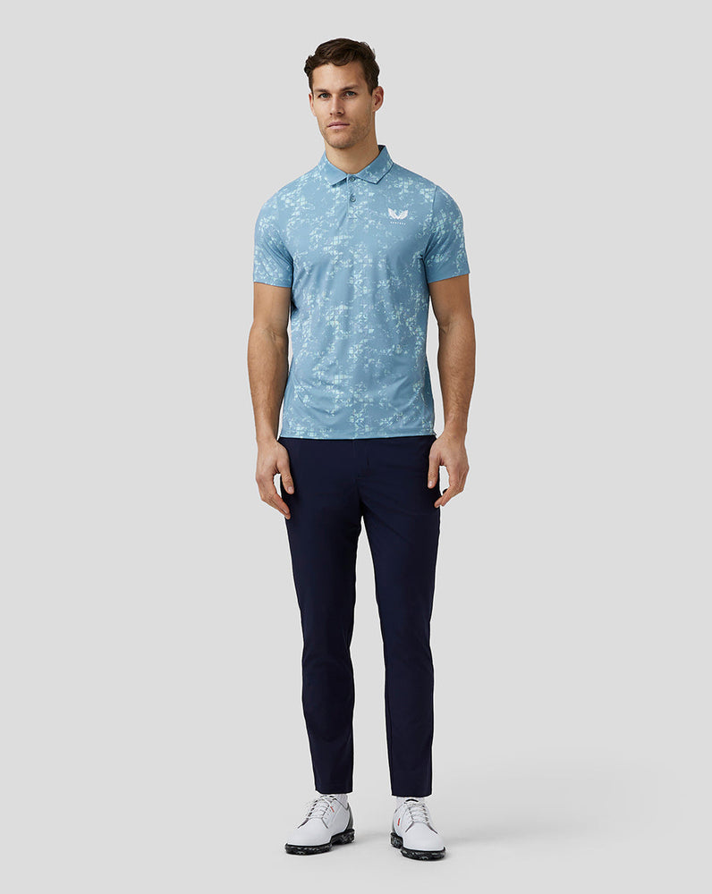 Bedrucktes Golf-Poloshirt mit kurzen Ärmeln für Herren – Blau