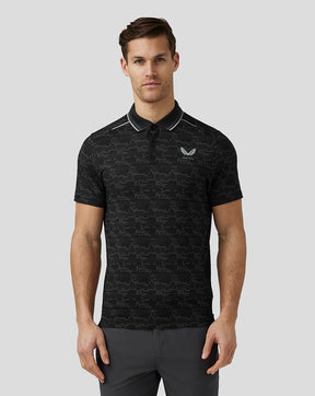 Bedrucktes Golf-Tech-Poloshirt für Herren – Schwarz