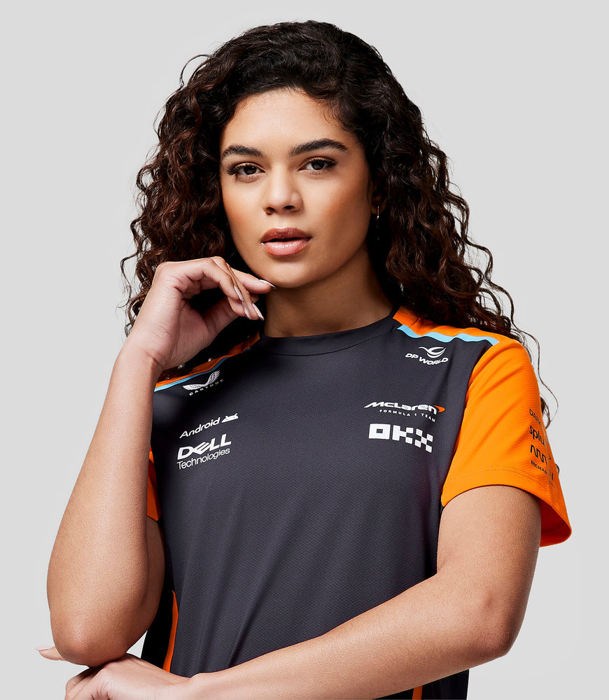 Damen McLaren Offizielles Teamwear Set Up T-Shirt Formel 1 – Phantom/Papaya